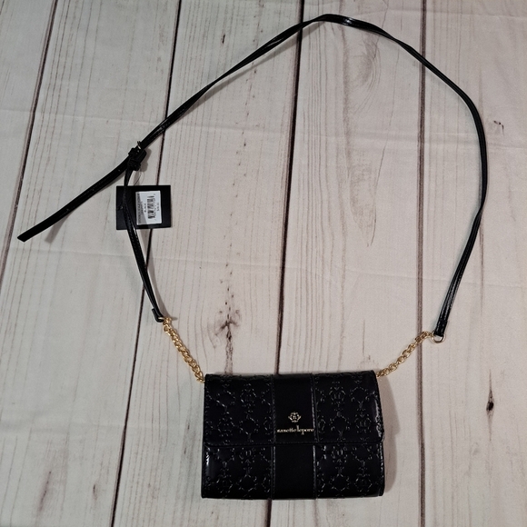 Nanette Lepore Logo Embossed Wallet On String With Chain Crossbody Flaw See Pics - Picture 1 of 16